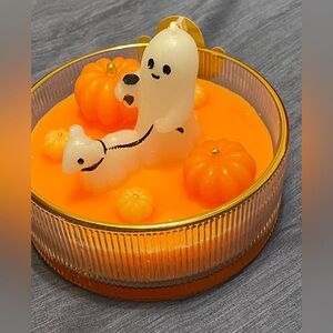 Halloween Ghost, Dog and Pumpkin Afternoon Stroll Scented Candle Fall Decor NWT